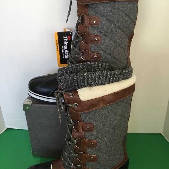 Dream Pairs Gray, Black & Tan Water Resistant Winter Boots - Picture 6 of 12